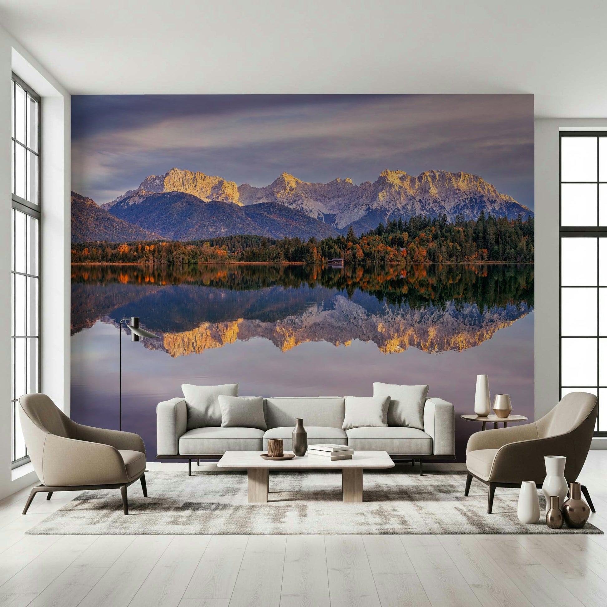 A beautiful wide-angle wall mural of a serene landscape., GD5791