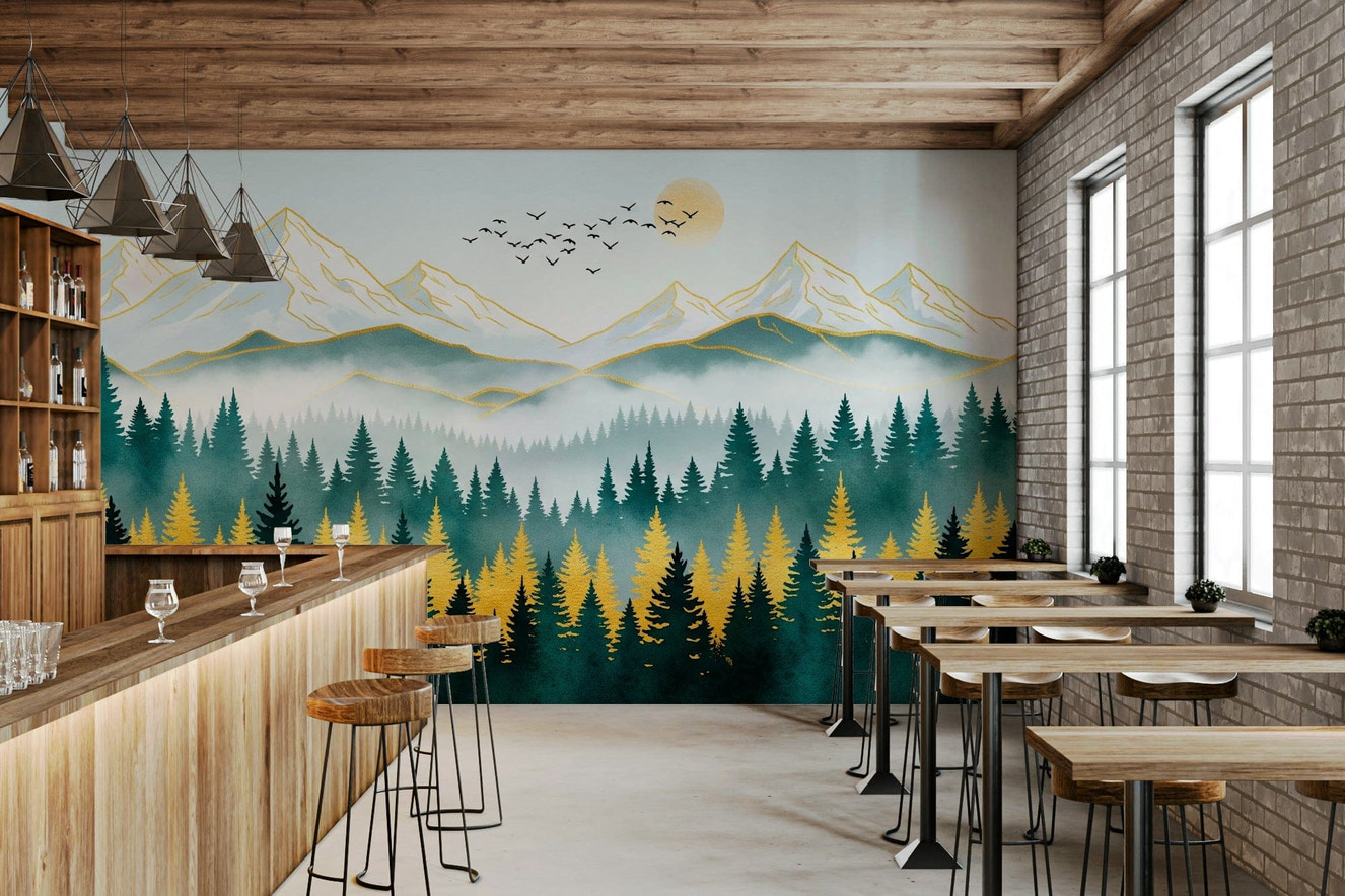 Golden Peaks Wall Mural decorative summit design for a nursery wallpaper mural
