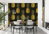 Trendy golden pineapple wallpaper for stylish interiors

