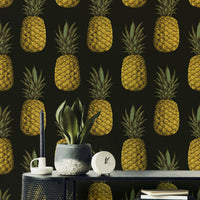 Elegant and tropical golden pineapple wallpaper for walls

