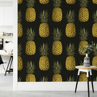 Tropical golden pineapple mural for chic spaces

