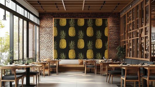 Elegant golden pineapples wallpaper for modern interiors

