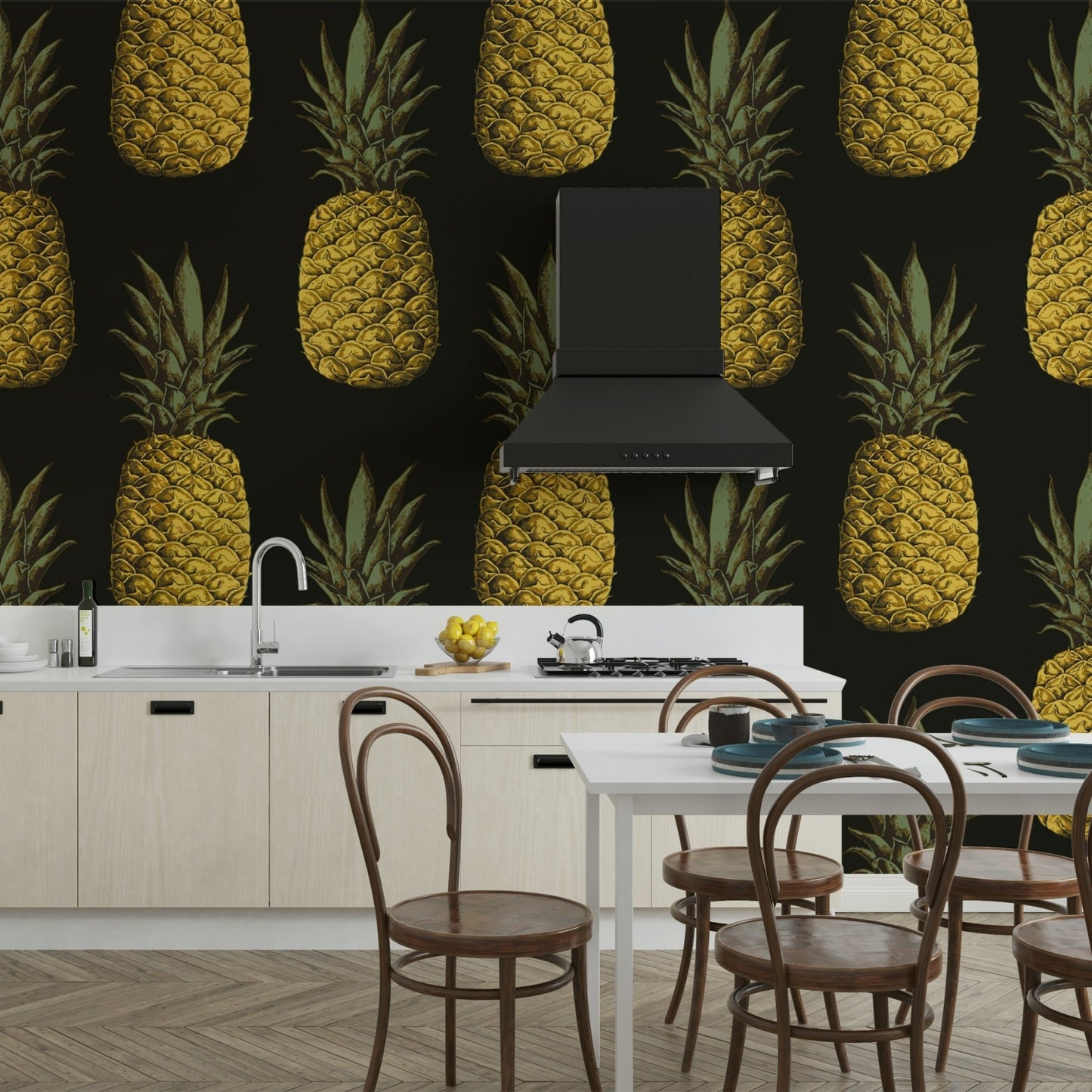 Vibrant golden pineapple design for modern walls

