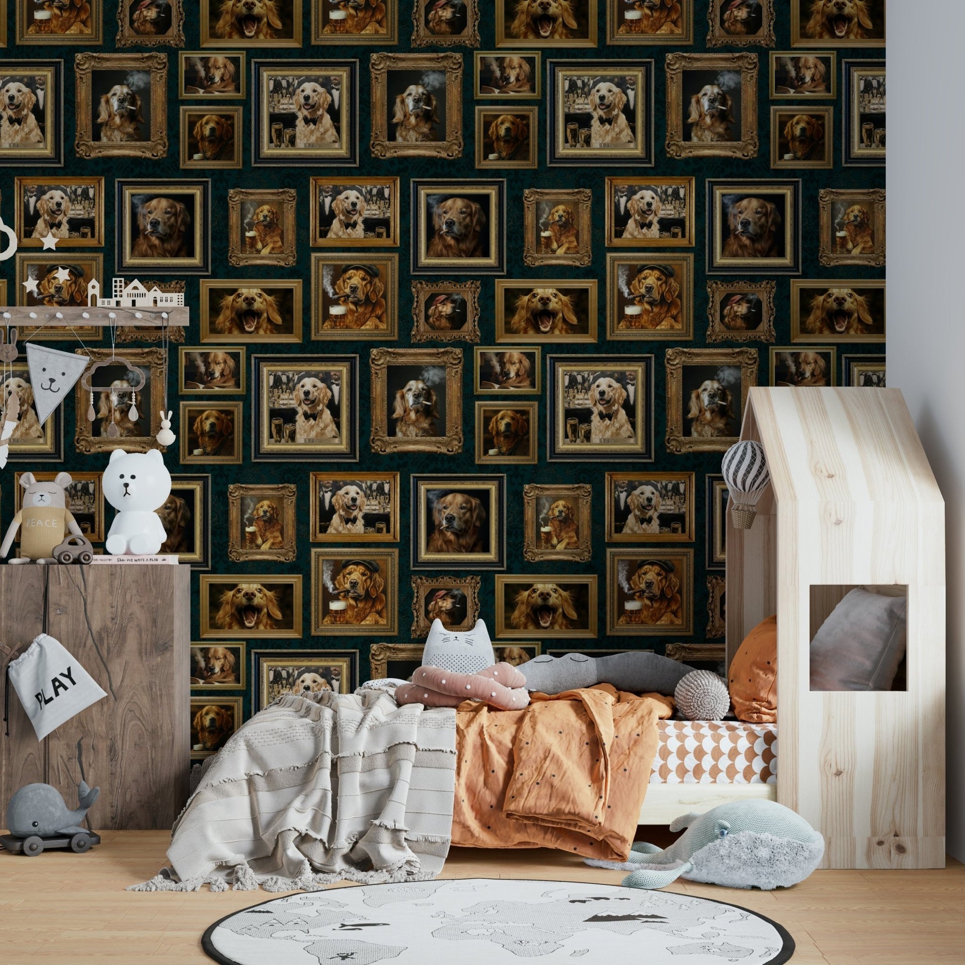 Ideal for a living room, study, pet-themed room, or unique office space.

