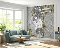 Golden Reverie Wall Mural in a luxury living room