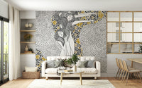 Dreamy golden landscape wall mural for home décor