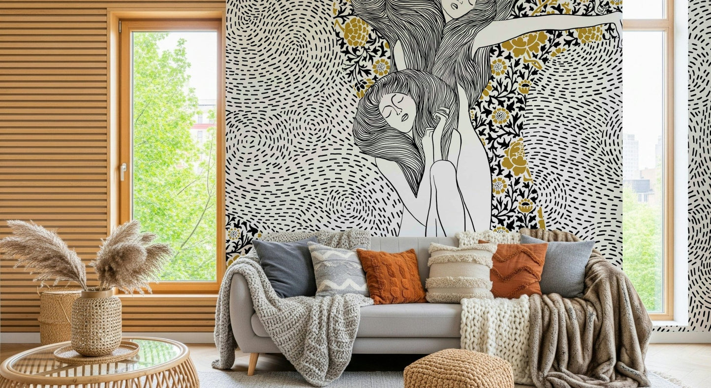 Contemporary Golden Reverie Wall Mural for an accent wall