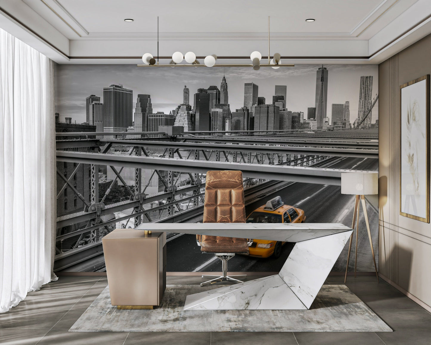 Urban New York landscape captured in dramatic black and white

