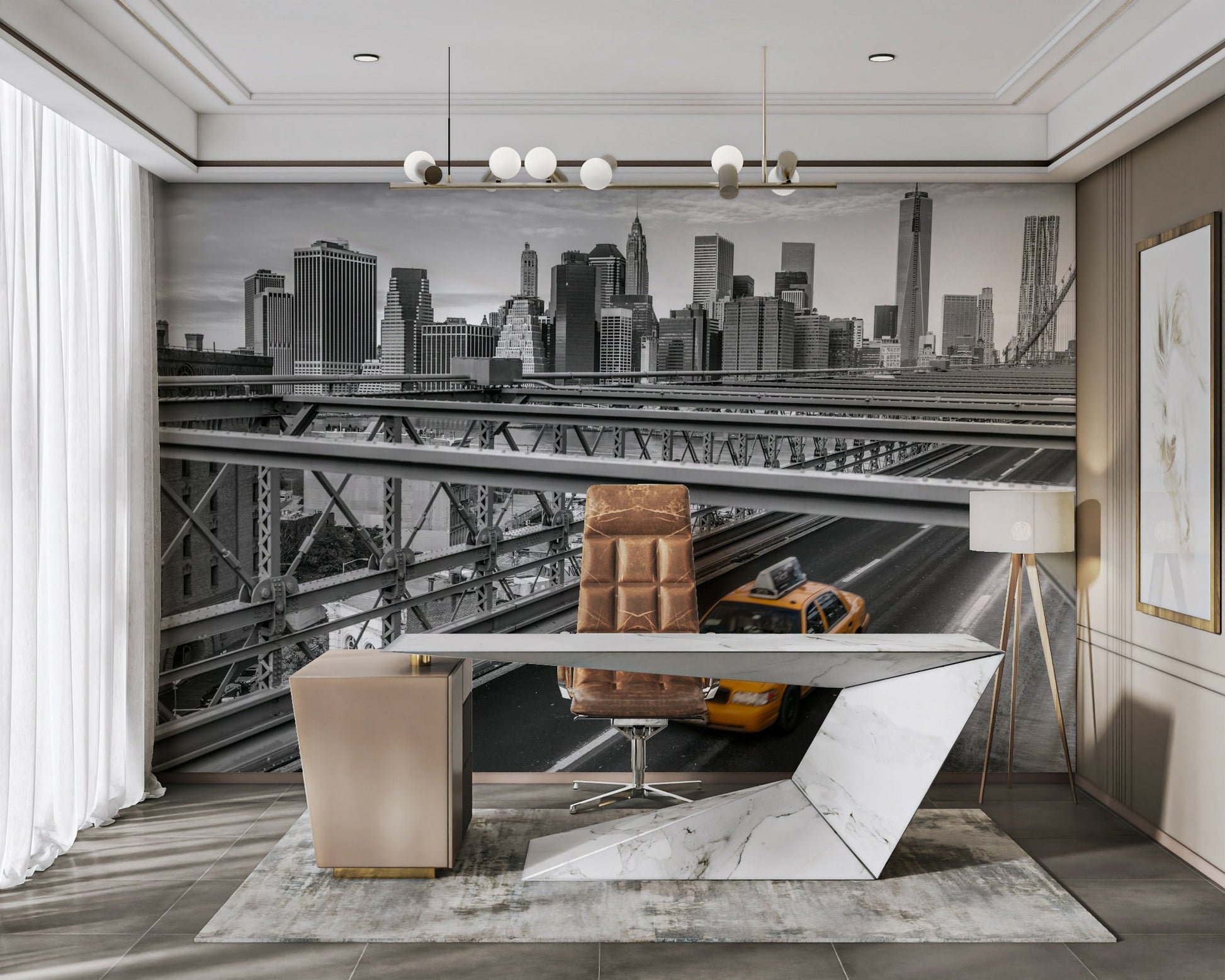 Urban New York landscape captured in dramatic black and white

