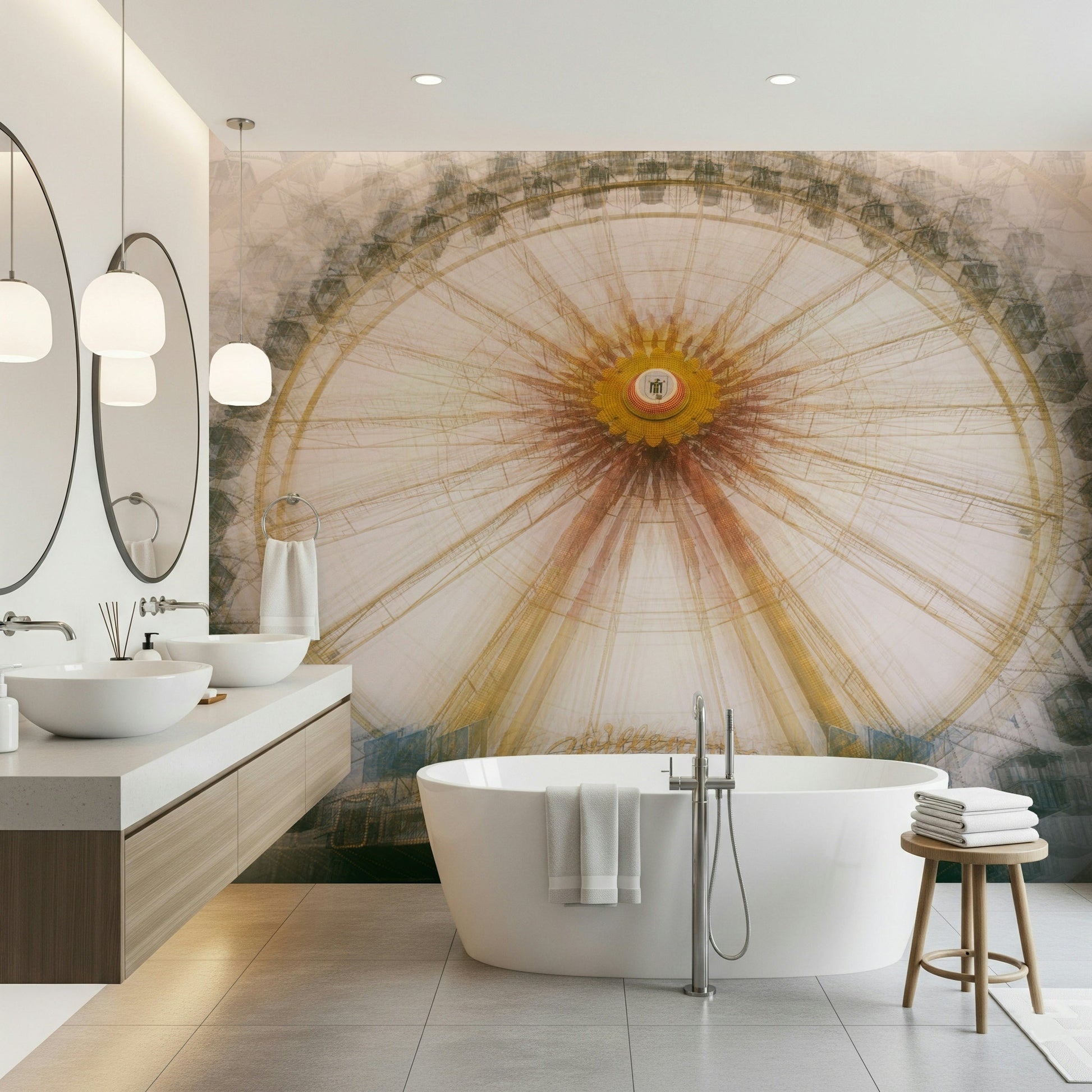 An artistic soft focus vista mural on scenic wallpaper.
