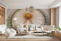 A graceful subtle pattern wall mural in warm, golden tones.