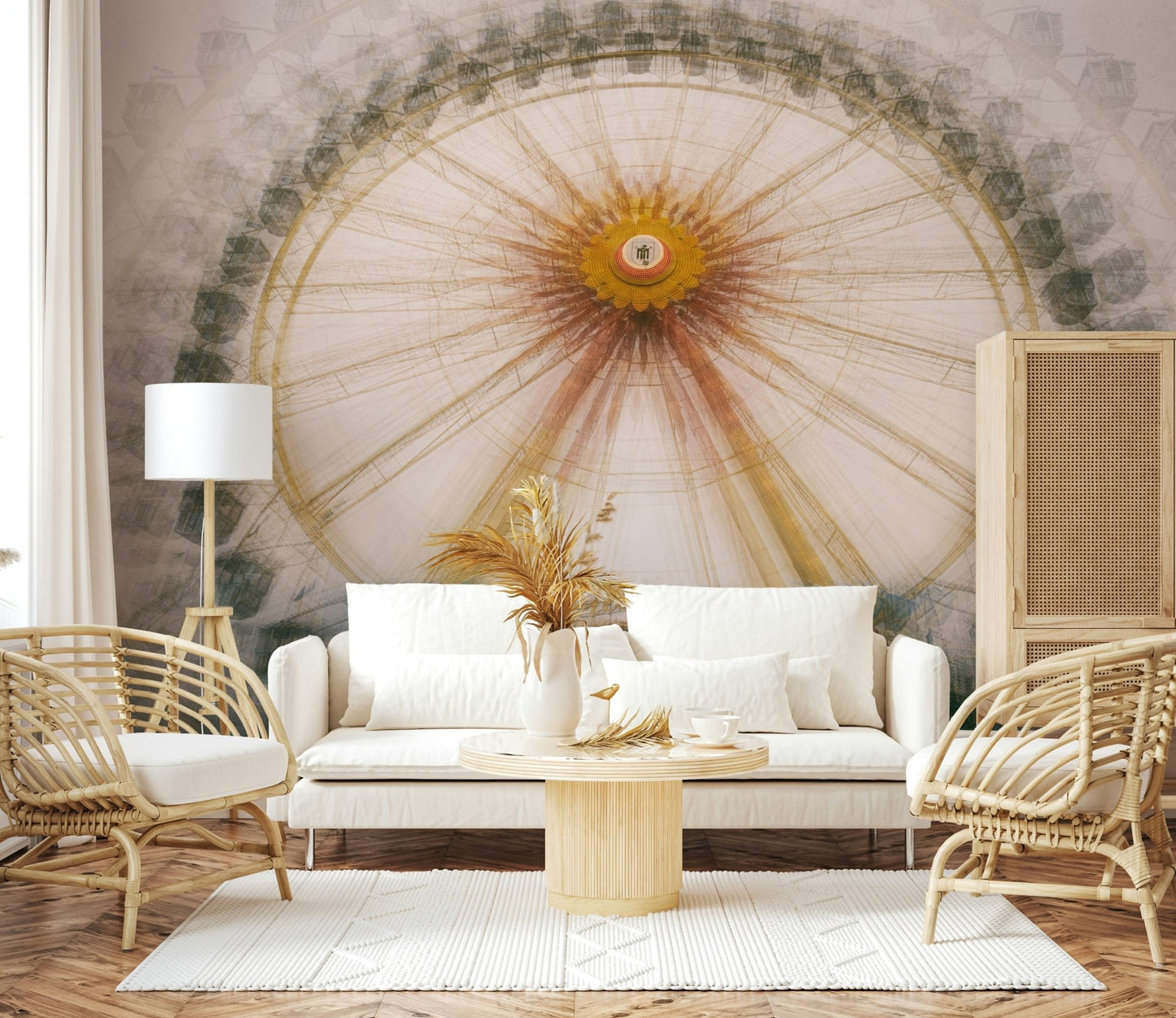 A calming serene view wallpaper mural that defines a space.