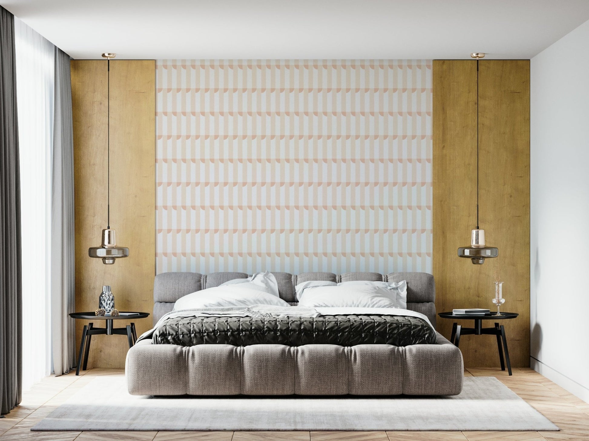 Subtle shimmer of Golden sand Wallpaper on a large surface.