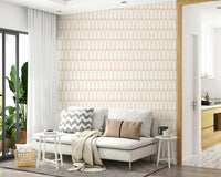 Horizontal application of Golden sand Wallpaper in a hallway.