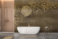 Golden Birds in Sky Self-Adhesive Wallpaper