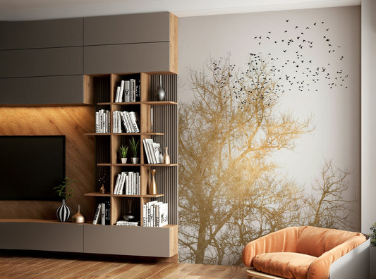 A serene and luminous wall mural.
