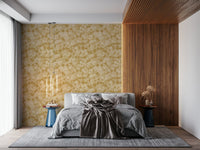 Warm saffron Golden soft blossom wallpaper for an invigorating interior.