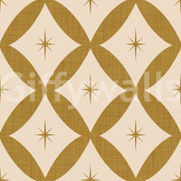 Outré, Golden Star Lattice wall covering, odd interlocking sepia forms.