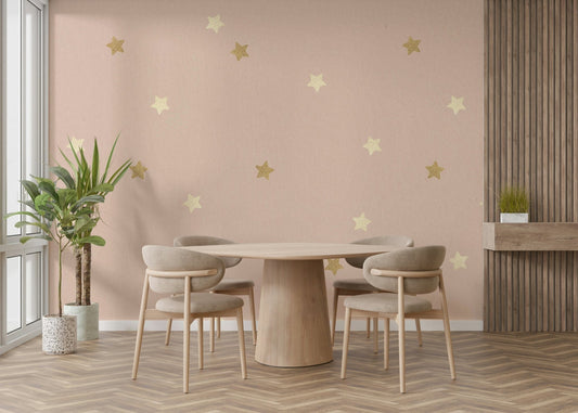 A wall mural of a peaceful stars pattern.

