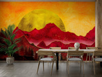 Gold and crimson mountain wallpaper GD103

