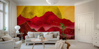 Golden sun and red peaks mural GD103

