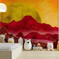 Glowing sun over red ridges wallpaper GD103

