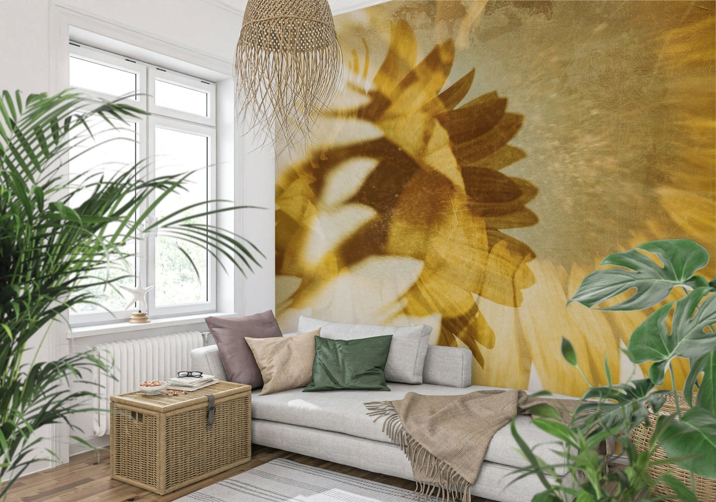 A classic soft floral wallpaper for walls.

