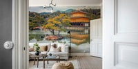 Golden Temple Calm Wall Mural featuring a reflecting shrine GD5065