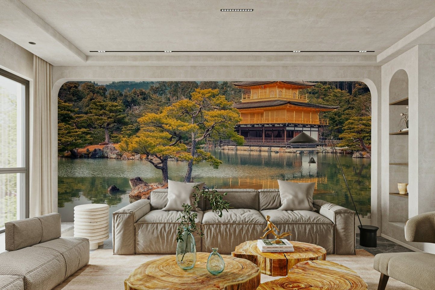 Traditional Japanese historic architecture building by a pond GD5065
