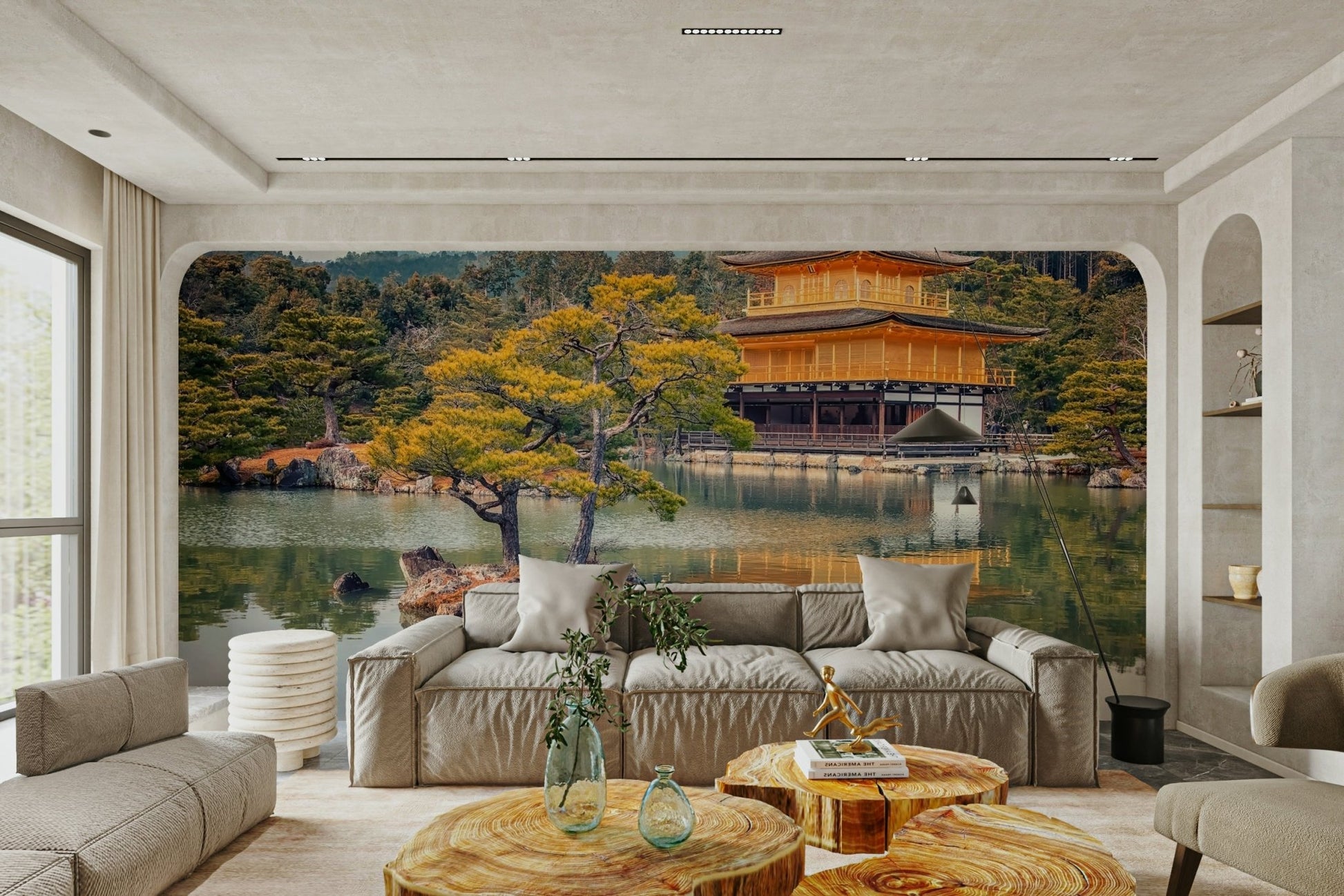 Traditional Japanese historic architecture building by a pond GD5065