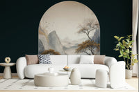 Elegant metallic tree pattern on the Golden Tree Archway Wall Mural mural.