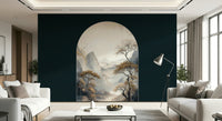 Golden Tree Archway Wall Mural adding height and grandeur to a hallway design.