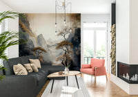 Subtle metallic accents visible on the rich Golden Tree Serenity Wall Mural.