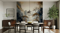 The sophisticated atmosphere created by the serene Golden Tree Serenity Wall Mural.