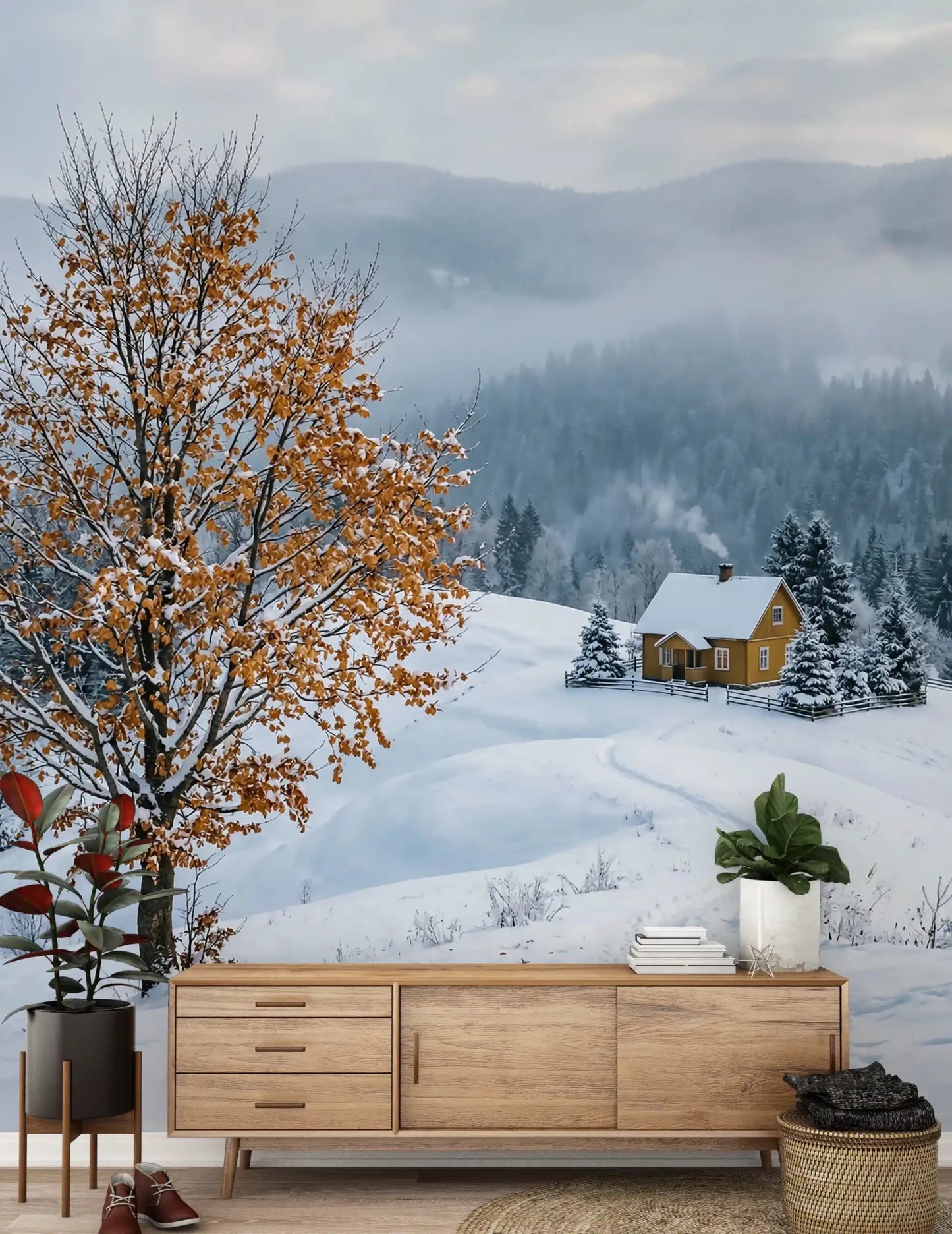 hallway feature showcasing the Snowy Haven wall muralGD9518