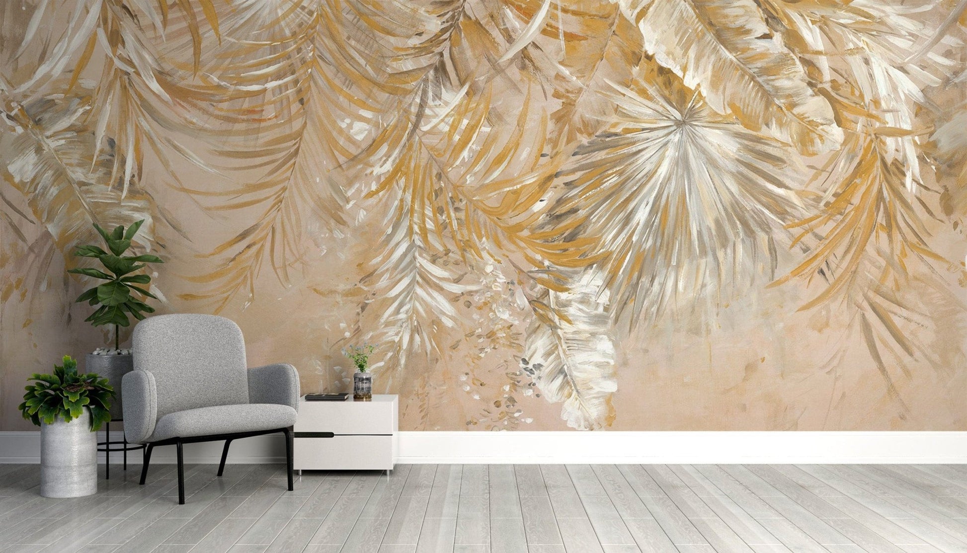 Sophisticated palm leaf wall covering D263
