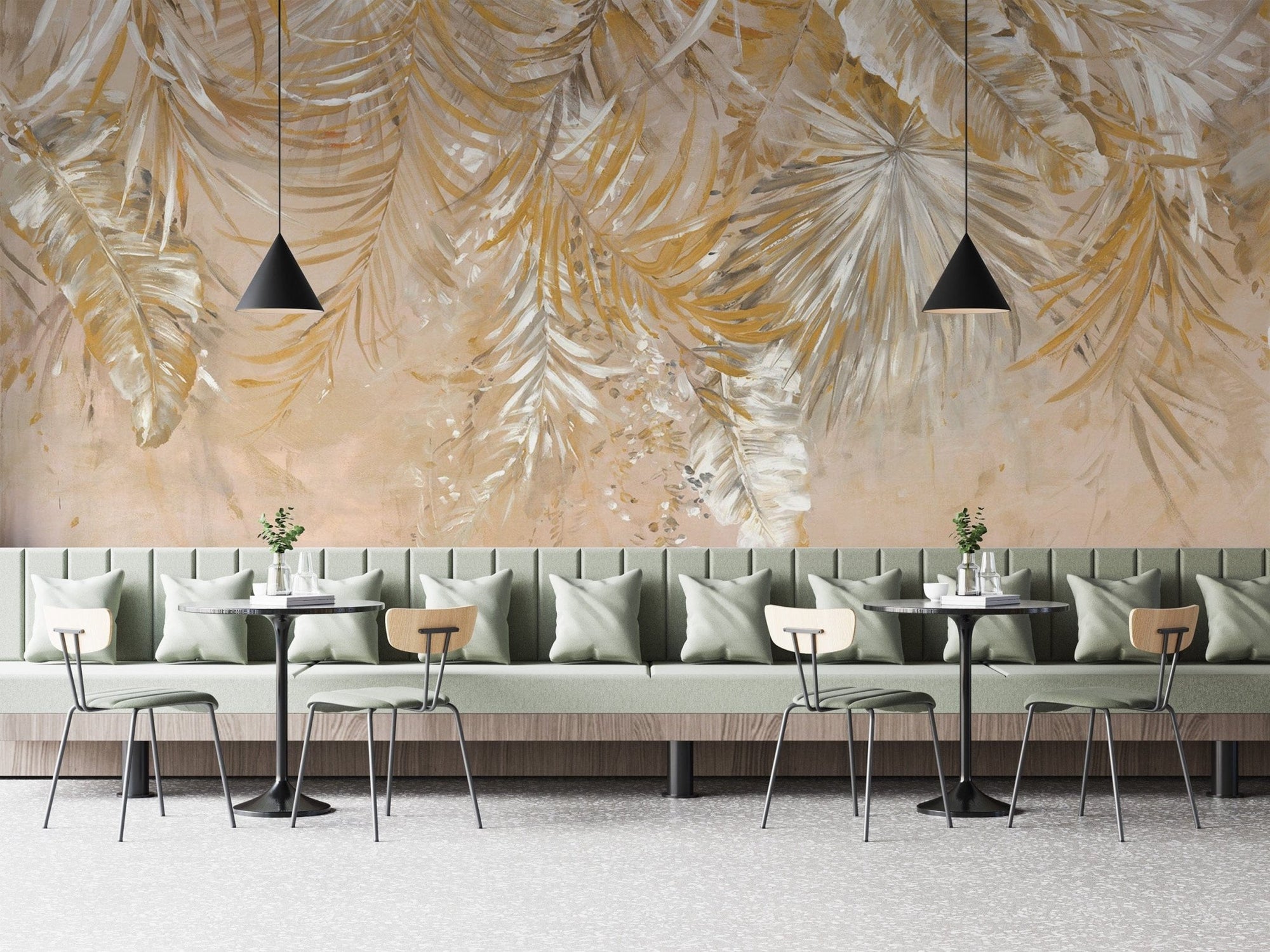 Nature-inspired tropical leaf wallpaper D263
