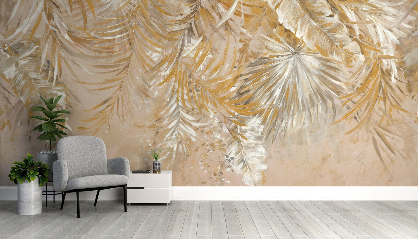 Sophisticated palm leaf wall covering
