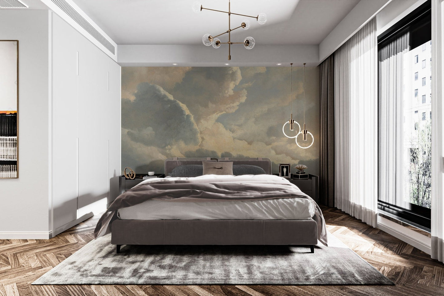 Elegant golden sky wallpaper for rooms
