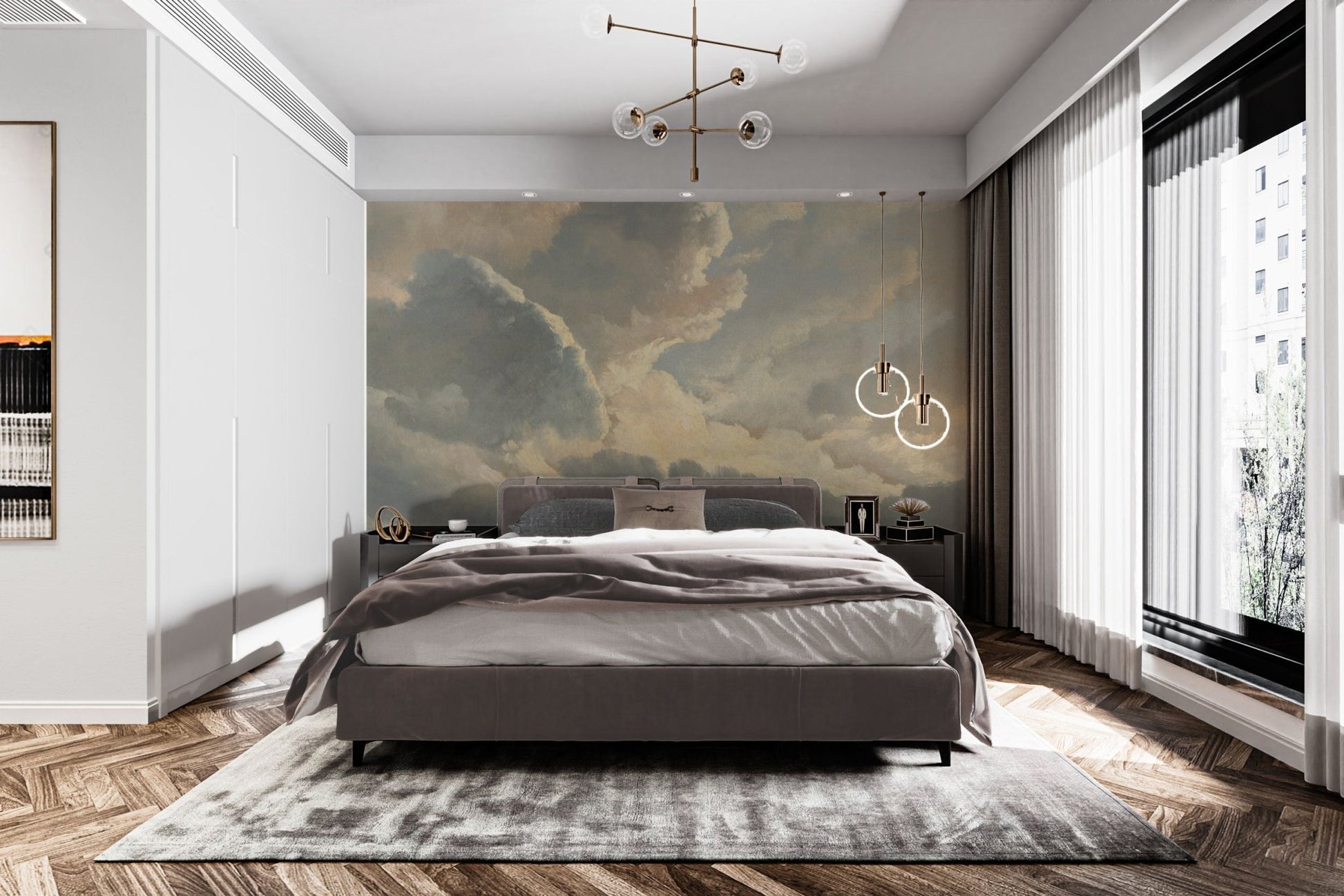 Elegant golden sky wallpaper for rooms

