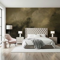 A peaceful modern abstract mural on decorative wallpaper., GD5583