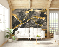 Sophisticated apartment decor with the Golden Veins Charcoal Marble.