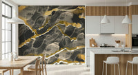 Golden Veins Charcoal Marble in a luxurious modern lounge.