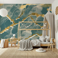 Contemporary home decor with the Golden Veins Deep Lagoon Marble.