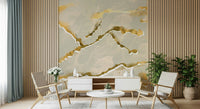 Golden Veins Ecru Sand Marble in a neutral living room.