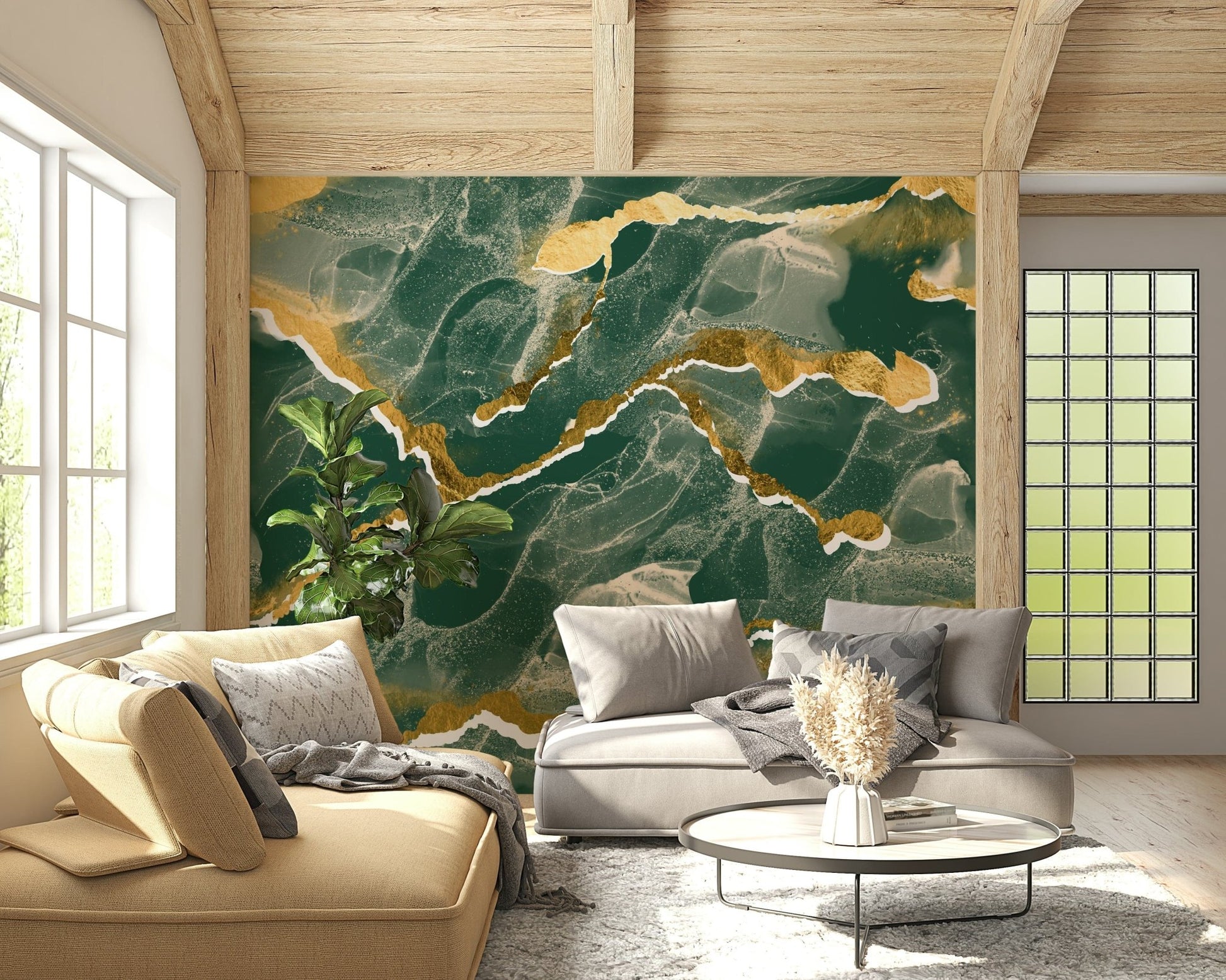 Sophisticated interior decor with the Golden Veins Emerald Marble.