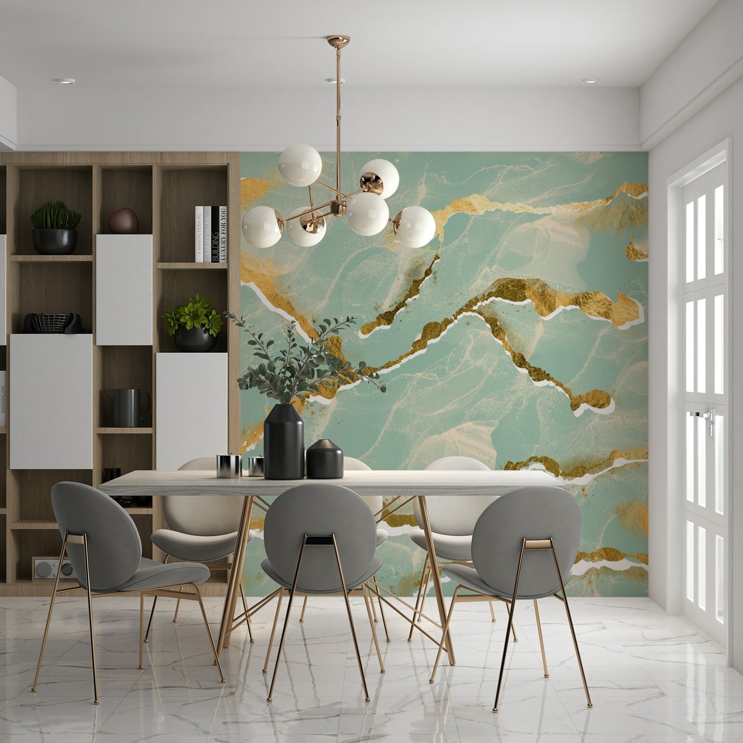 Modern Luxe Abstract Wall Mural feature wall.