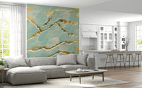 Modern Luxe Abstract Wall Mural in a contemporary dining room.