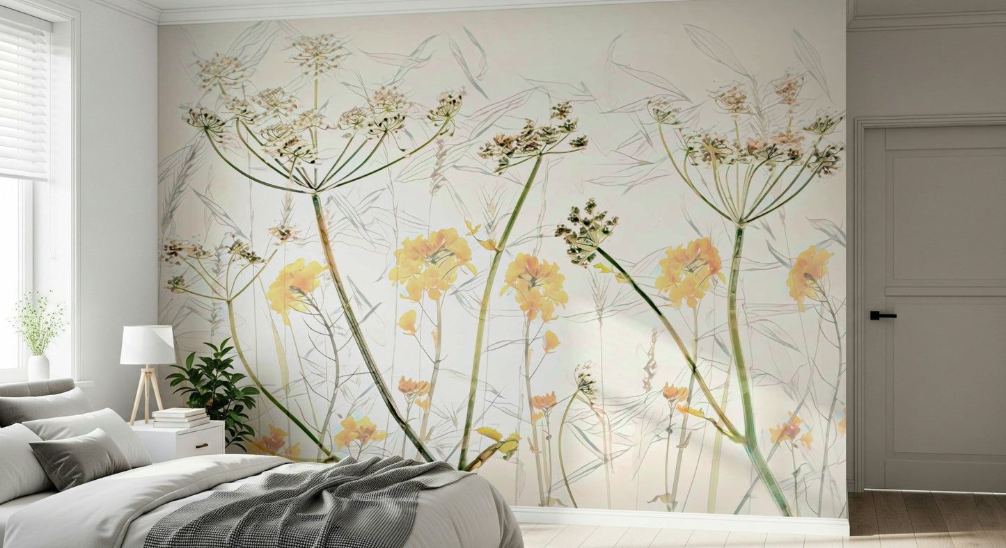A contemplative floral pattern wallpaper mural for a feature wall., GD5259