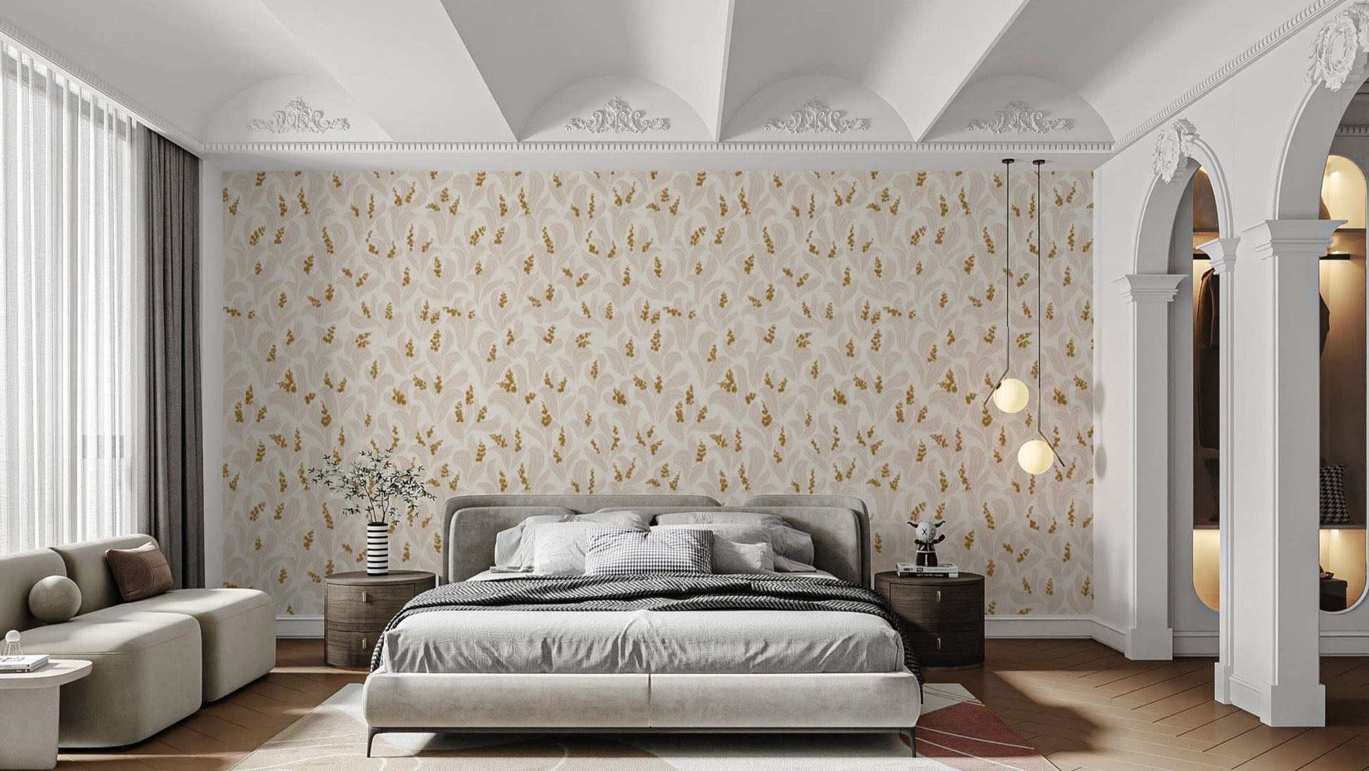 Golden Whispers Lily Valley Wallpaper